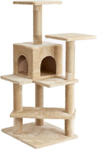 Two by Two Evergreen 50.8-inch Cat Tree, Tower, Condo, Scratching Post & Playground, Beige