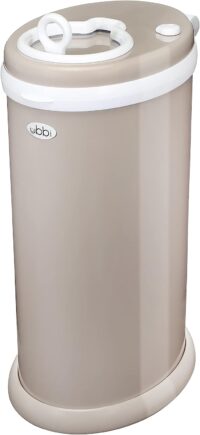 Ubbi Steel Odor Locking, No Special Bag Required Money Saving, Awards-Winning, Modern Design Registry Must-Have Diaper Pail, Taupe