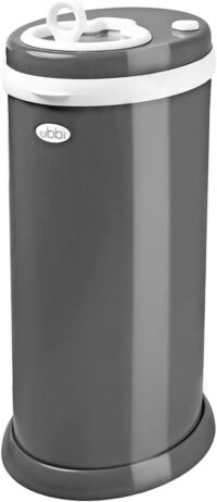 Ubbi Steel Odor Locking, No Special Bag Required, Money Saving, Modern Design, Registry Must-Have Diaper Pail, Slate