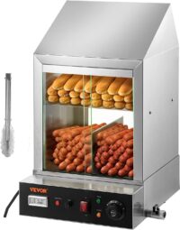 VEVOR New Model hot Dog Steamer, 36 L, Silver