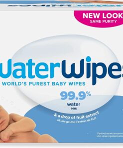 WaterWipes Plastic-Free Original Baby Wipes, 99.9% Water Based Wipes, Unscented & Hypoallergenic for Sensitive Skin, 720 Count (12 packs)