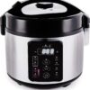 Yum Asia Kumo YumCarb Rice Cooker with Ceramic Bowl and Advanced Fuzzy Logic, (5.5 Cups, 1 Litre), (Light Stainless Steel)