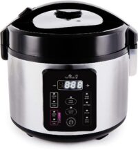Yum Asia Kumo YumCarb Rice Cooker with Ceramic Bowl and Advanced Fuzzy Logic, (5.5 Cups, 1 Litre), (Light Stainless Steel)