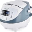 YumAsia Panda Mini Rice Cooker With Ninja Ceramic Bowl and Advanced Fuzzy Logic (3.5 cup, 0.63 litre) - 120V (White and Grey)