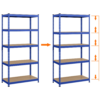 Smile Mart 5-Shelf Boltless & Adjustable Steel Storage Shelf Unit, Blue, Holds up to 705 lb Per Shelf