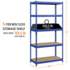 Smile Mart 5-Shelf Boltless & Adjustable Steel Storage Shelf Unit, Blue, Holds up to 705 lb Per Shelf
