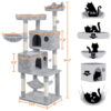 SmileMart 64.5"H Multi-level Cat Tree Tower with Condos and Perches, Light Gray