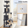 SMILE MART 70.5″H Multi Level Cat Tower Tree with 2 Condos & 2 Foam-Padded Perches for Medium/Large Cats, Light Gray