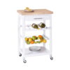 Home Basics 4 Tier Kitchen Trolley with Wood Top, White