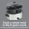 Proctor Silex 6 Quart Double Dish Slow Cooker, Serves 7+, Silver, 33563