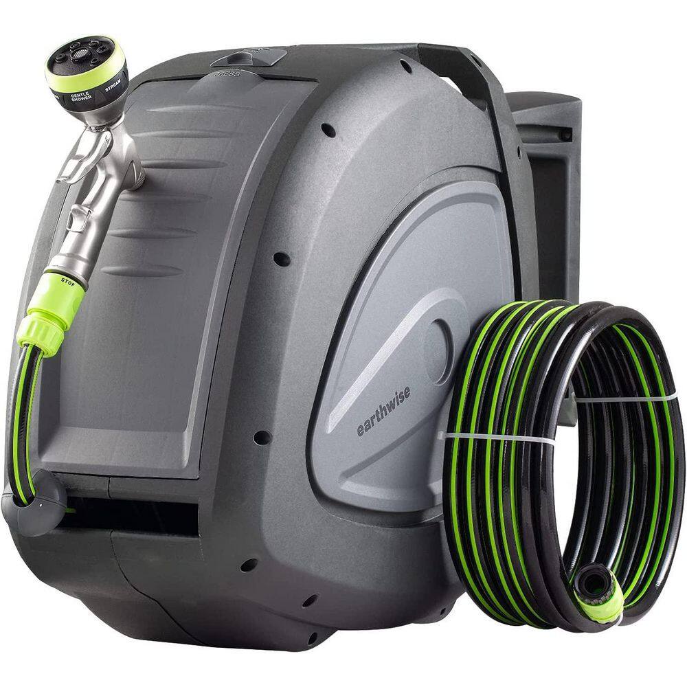 EARTHWISE POWER TOOLS BY ALM GH-001 1/2 in. Dia. x 130 ft. Standard  Retractable Garden Hose Reel with Spray Nozzle –