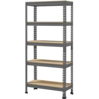 SmileMart Adjustable 12"W x 27.6"D x 59"H 5-Shelf Metal Frame Freestanding Shelves, Dark Gray