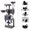 SmileMart 73"H Multi-level Cat Tree Tower with Condos and Perches, Dark Gray