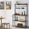 SmileMart 4-Tier Bakers Rack Kitchen Storage Shelf with S-Hooks, Rustic Brown