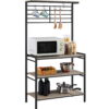 SmileMart 4-Tier Baker's Rack with S-Hooks for Microwave Kitchen, Gray