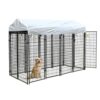COZIWOW CW12R0479 6.9 ft. x 3.3 ft. x 5.6 ft. Metal Dog Pet Kennel Cage Pen with Roof Canopy Weatherproof