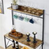 SmileMart 4-Tier Bakers Rack Kitchen Storage Shelf with S-Hooks, Rustic Brown