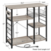 SmileMart Vintage Kitchen Island Baker's Rack Storage with Power Outlet Utility, Gray SmileMart Vintage Kitchen Island Baker's Rack Storage with Power Outlet Utility, Gray