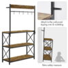SmileMart 4-Tier Bakers Rack Kitchen Storage Shelf with S-Hooks, Rustic Brown