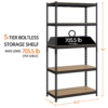Smile Mart 5-Shelf Boltless & Adjustable Steel Storage Shelf Unit, Black, Holds up to 705 lb Per Shelf