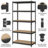 Smile Mart 5-Shelf Boltless & Adjustable Steel Storage Shelf Unit, Black, Holds up to 705 lb Per Shelf