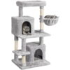 Easyfashion Multi-Level Cat Tree Cat Condo with Top Perch, Light Gray