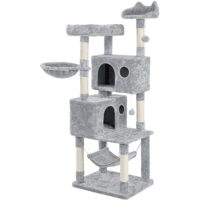 SmileMart 64.5"H Multi-level Cat Tree Tower with Condos and Perches, Light Gray