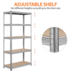 Smile Mart 5-Tier Adjustable Boltless Storage Shelf Units for Garage, Light Gray