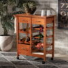 Baxton Studio Crayton Modern and Contemporary Oak Brown Finished Wood and Silver-Tone Metal Mobile Kitchen Storage Cart