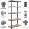 Smile Mart 5-Tier Adjustable Boltless Storage Shelf Units for Garage, Light Gray