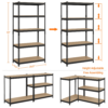 Smile Mart 5-Shelf Boltless & Adjustable Steel Storage Shelf Unit, Black, Holds up to 705 lb Per Shelf