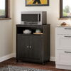 Ameriwood Home Landry Kitchen Microwave Cart, Black Oak