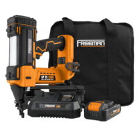 Freeman PE20VFN64 20 Volt Cordless 16-Gauge 2-1/2" Straight Finish Nailer Kit with Lithium Ion Battery, Charger, Bag, and Nails (200 Count) – 1300 Shots per Charge