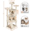 SmileMart 62''H Double Condo Cat Tree with Scratching Post Tower, Beige