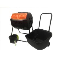 GENESIS GEN-C42-OR-C-HD 42 Gal. Dual Compost Tumbler Combo with Compost Cart, 1.85 Gal. Kitchen Caddie Compost Bin and 4 Rolls of Corn Bags