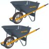 True Temper 10000-03685 6 cu. ft. Wheelbarrow with Steel Handles and Flat Free Tire (Pack of 2)