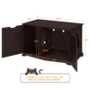 SmileMart Wooden Cat Litter Box Side Table Washroom Storage Bench with Divider, Espresso