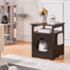 Easyfashion 25.5''H Pet Litter Box Wood End Table for Living Room, Espresso