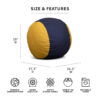 Big Joe Fuf Medium Foam Filled Bean Bag Chair, Kids and Teens, Blue/Gold Lenox, 3ft Big