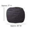 Flash Furniture Small Solid Gray Refillable Bean Bag Chair for Kids and Teens