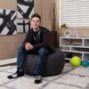Flash Furniture Small Solid Gray Refillable Bean Bag Chair for Kids and Teens