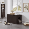 SmileMart Wooden Cat Litter Box Side Table Washroom Storage Bench with Divider, Espresso
