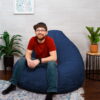 Big Joe Lotus Foam Bean Bag Chair, Short Shag 4ft, Navy