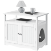 Easyfashion Cat Litter Box End Table with Storage Shelf, White