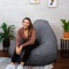 Big Joe Lotus Foam Bean Bag Chair, Short Shag 4ft, Stone