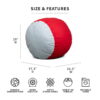 Big Joe Fuf Medium Foam Filled Bean Bag Chair, Kids and Teens, Scarlet/Grey Lenox, 3ft Big