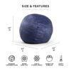 Big Joe Fuf Large Bean Bag Chair, Plush 4ft, Midnight