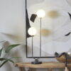 DecMode 31" 2 Light Orb Silver Table Lamp with White Glass Shade DecMode 31" 2 Light Orb Silver Table Lamp with White Glass Shade