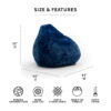 Big Joe Lotus Foam Bean Bag Chair, Short Shag 4ft, Navy