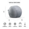 Big Joe Fuf Large Bean Bag Chair, Plush 4ft, Gray